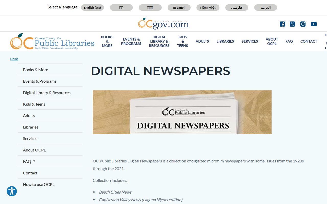 Laguna Niguel directory collection in OCPL digital newspapers