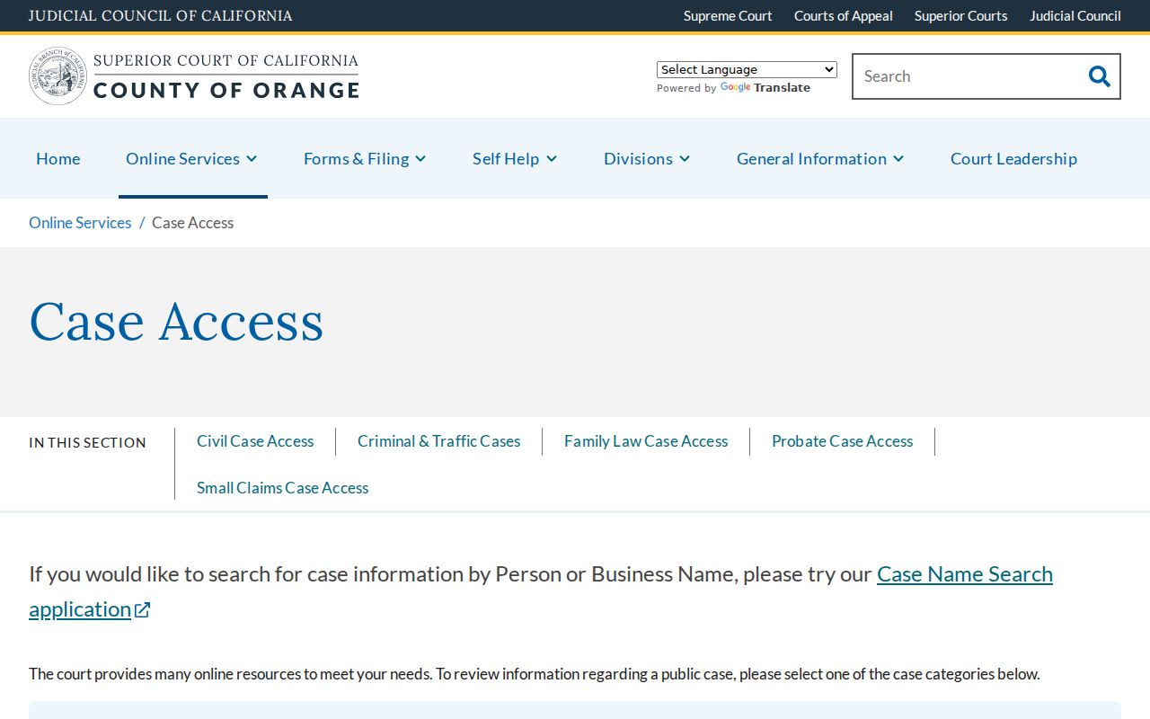 Laguna Niguel resident records Orange County court case access