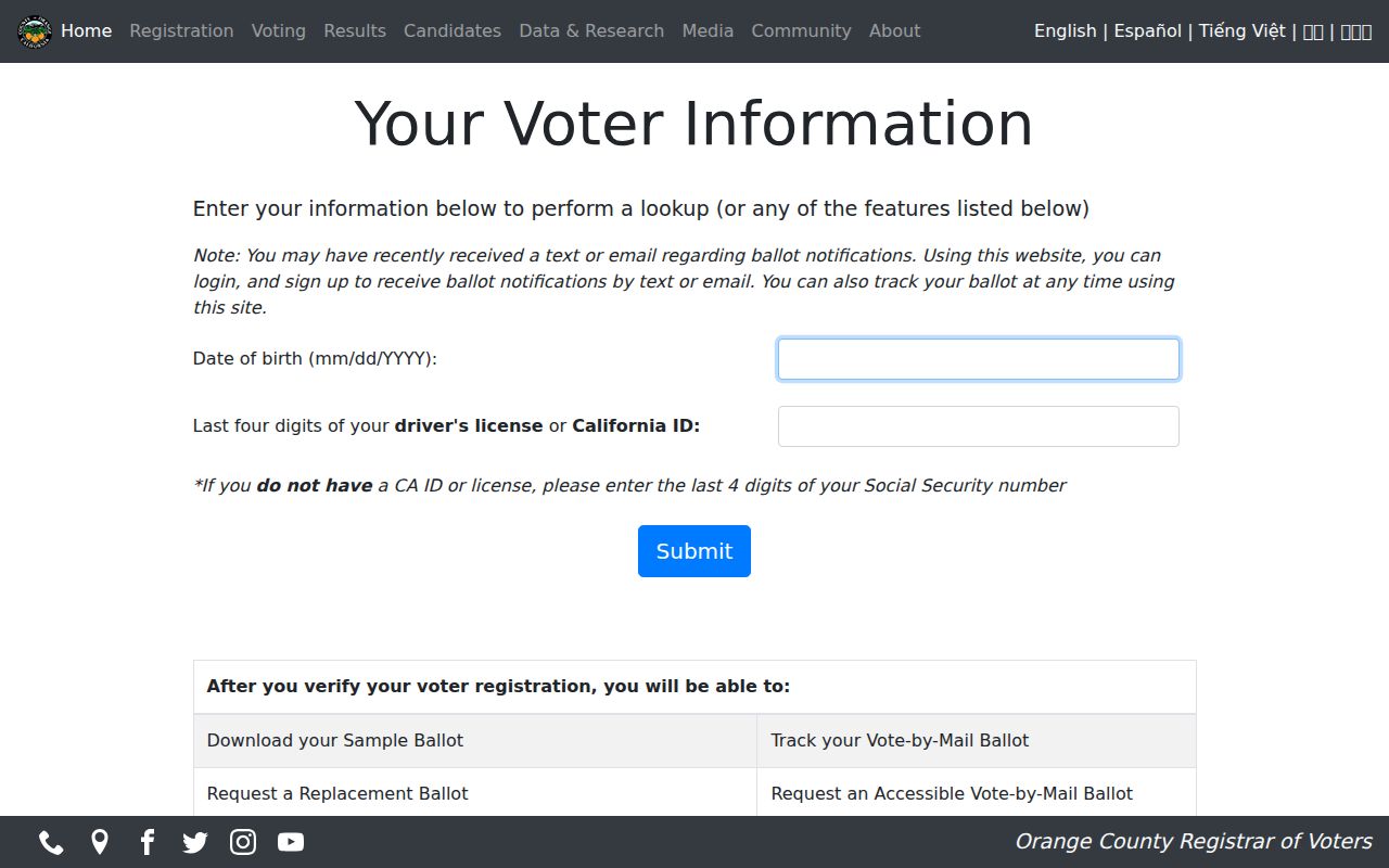 Laguna Niguel block Orange County voter lookup context