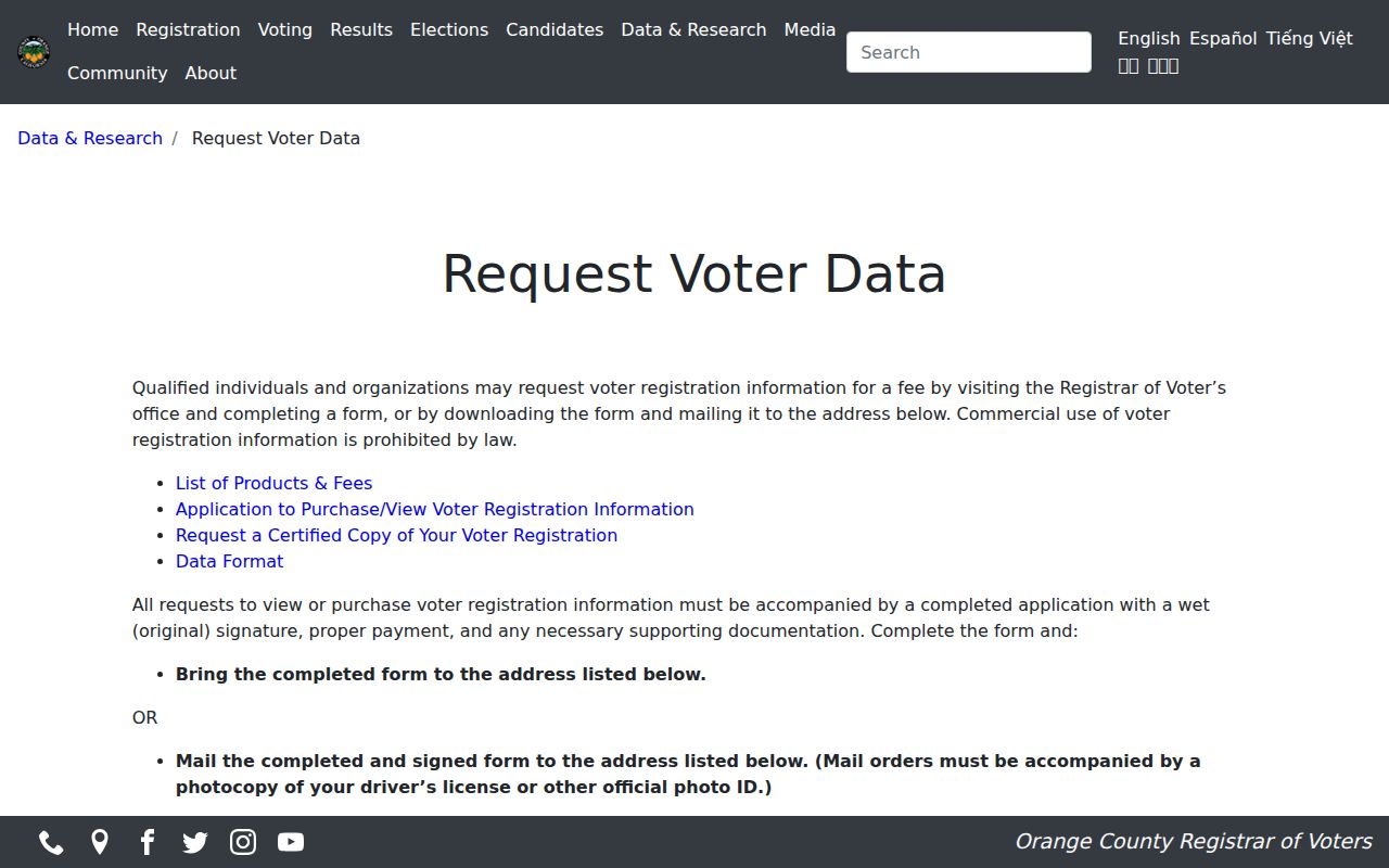 Laguna Niguel block Orange County voter data request