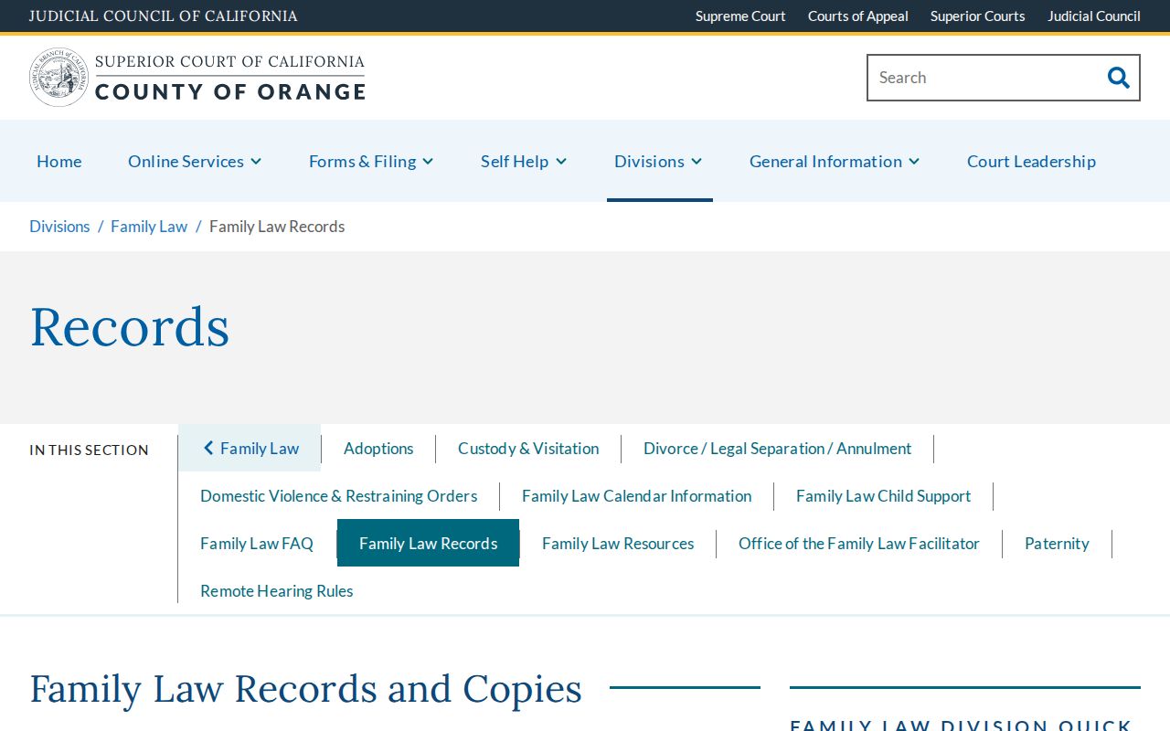 Laguna Niguel previous residents Orange County family law records