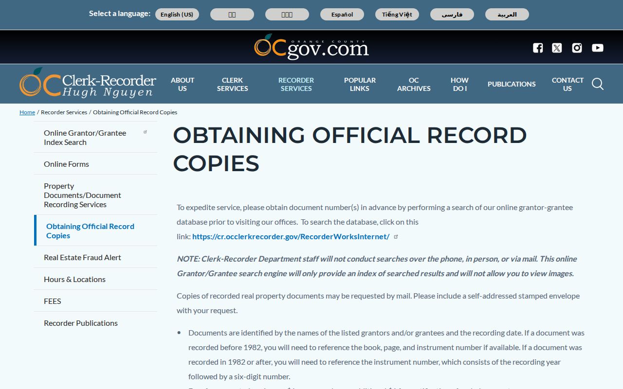 Laguna Niguel street address official record copies